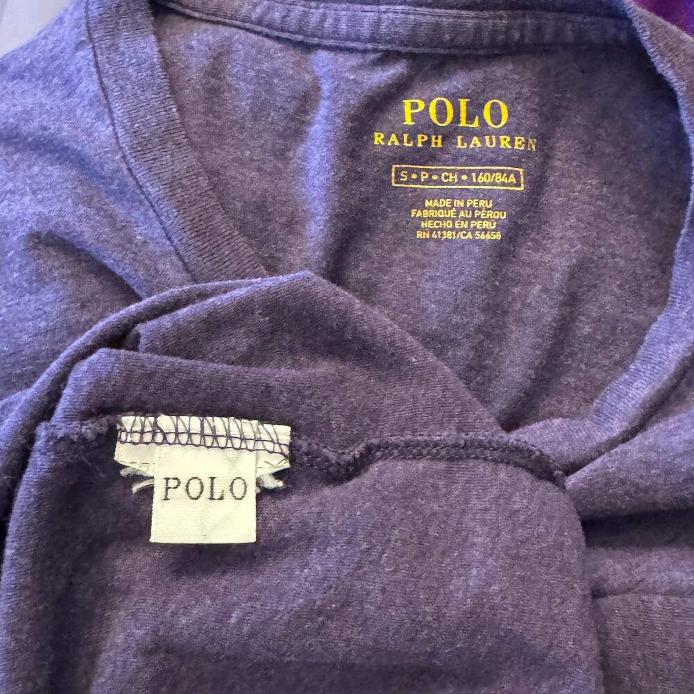 Polo Ralph Lauren Shrunken Baby Tee Cap Sleeve Purple Cotton Blend T-Shirt Sz S - Picture 6 of 7